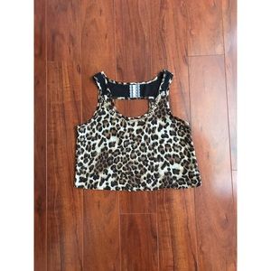 *HP* Mauve Sleeveless Leopard Print Crop Top-  Size S